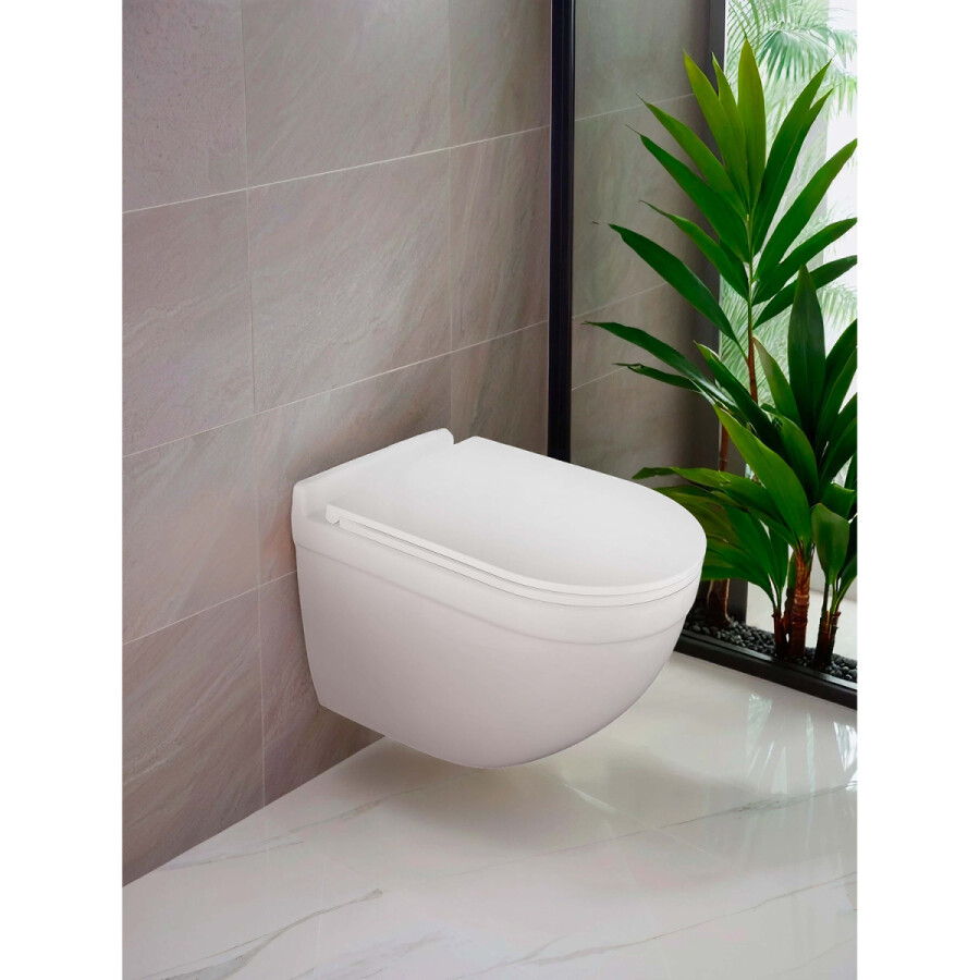 Унитаз подвесной Azario Fora 368х530х410 безободковый "Скрытое Торнадо" быстросъемное микролифт AZ-0017-UQ3