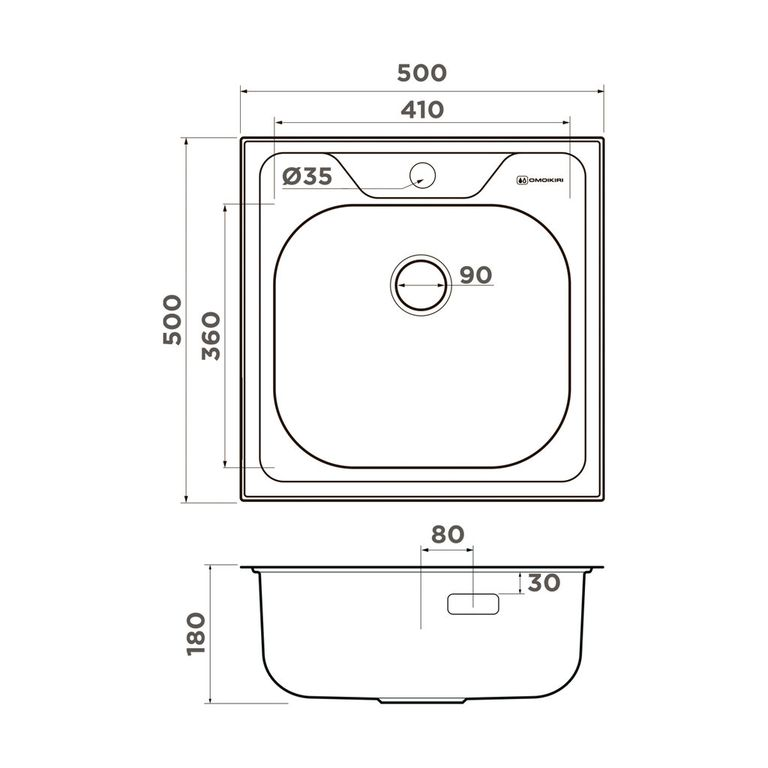 Omoikiri SARU 50-IN + SHINAGAWA-BN комплект мойка кухонная + смеситель 7395.4230