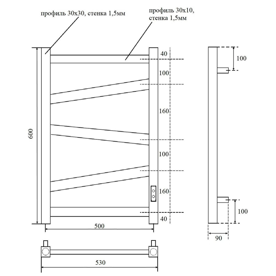 Point Феникс П5 полотенцесушитель электрический 50х60 см PN15856B