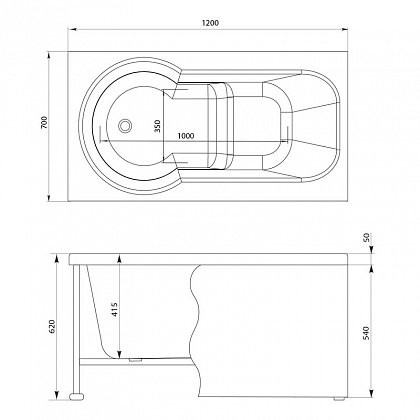 Aquanet Largo 120*70 ванна акриловая прямоугольная