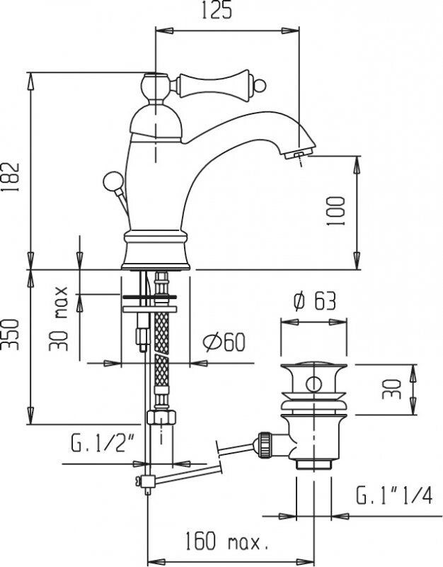Cezares Margot смеситель для раковины бронза MARGOT-LSM1-A-02-N