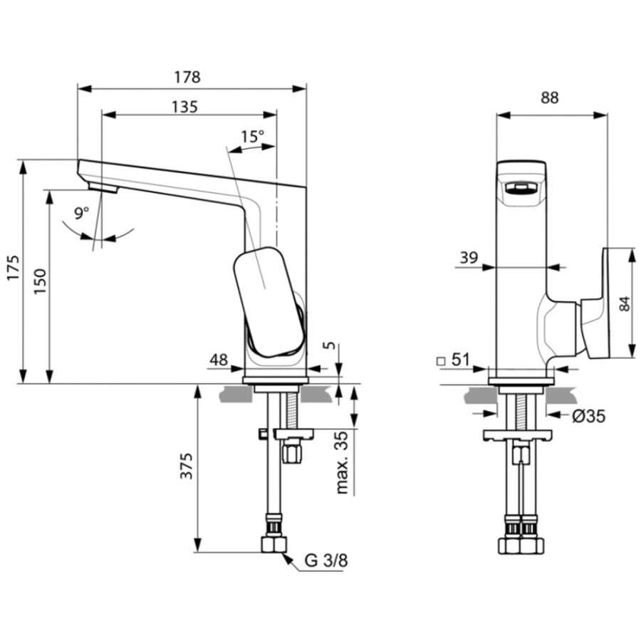 Ideal Standard Tonic смеситель для раковины A6333AA