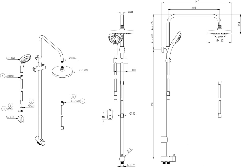 Vitra System Rain A45597EXP Душевая система без излива