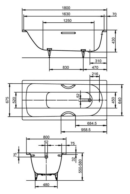 Kaldewei Saniform Plus Star 180*80 ванна стальная прямоугольная 133700010001