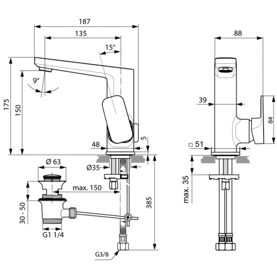 Ideal Standard Tonic смеситель для раковины A6332AA