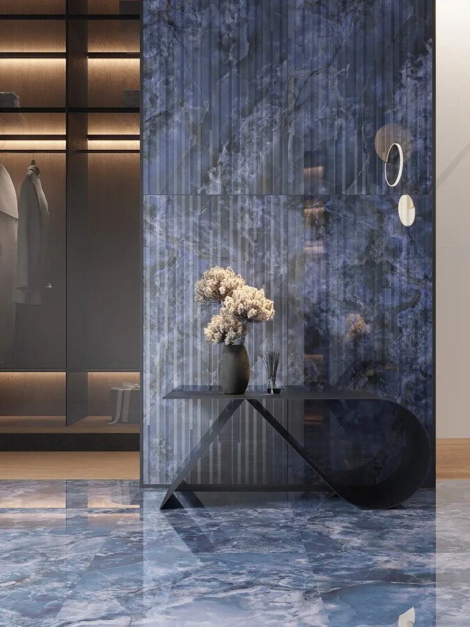 Керамическая плитка Декор Kerama Marazzi Прованс Сен-Тропе Синий глянцевый обрезной 60x119,5x0,9 KMD3STA106BR