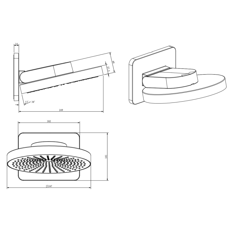 Vincea Inspire верхний душ черный VSHD-3I1CMB