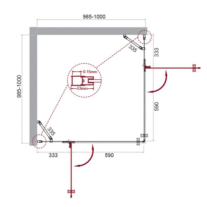 BelBagno душевое ограждение KRAFT-A-22-100-C-Cr 100х100х195