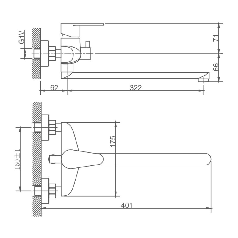 Haiba смеситель для ванны HB22801-2