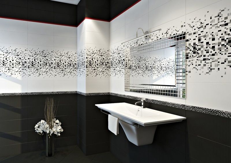 Global Tile Sindy 20x44 см декор настенный бело-черный 441