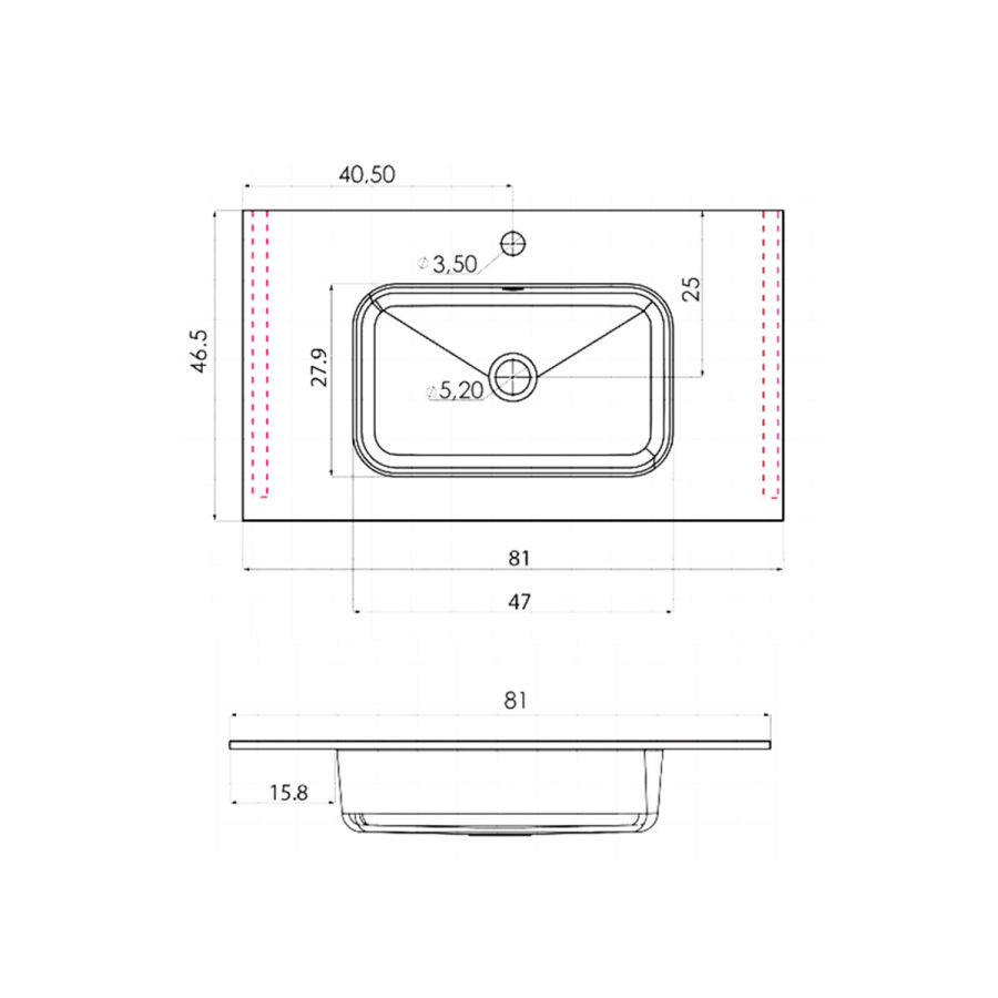 Vincea раковина из искусственного камня 80 см VCB-2N800W