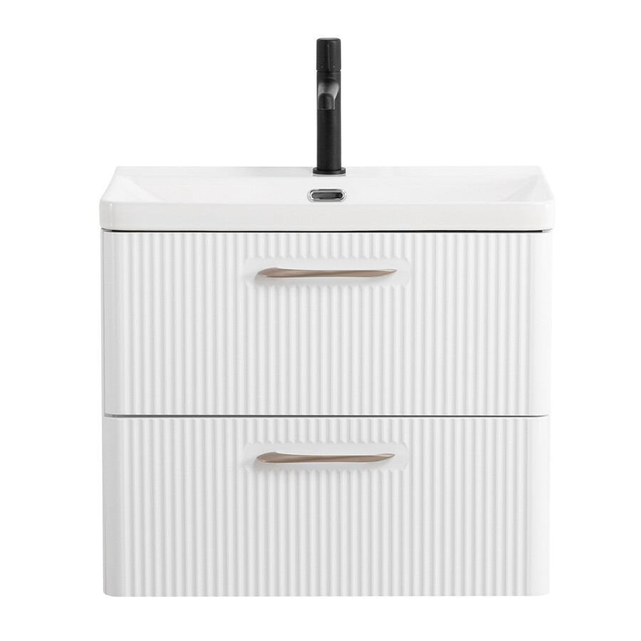 Подвесная тумба с раковиной Belbagno DUE 60 см Белый металлик DUE-600-2C-SO-BM-P BB-8076-3-60