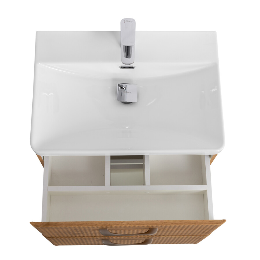 Подвесная тумба с раковиной Belbagno DUE 60 см Rovere Nature DUE-600-2C-SO-RN-P BB-8076-3-60