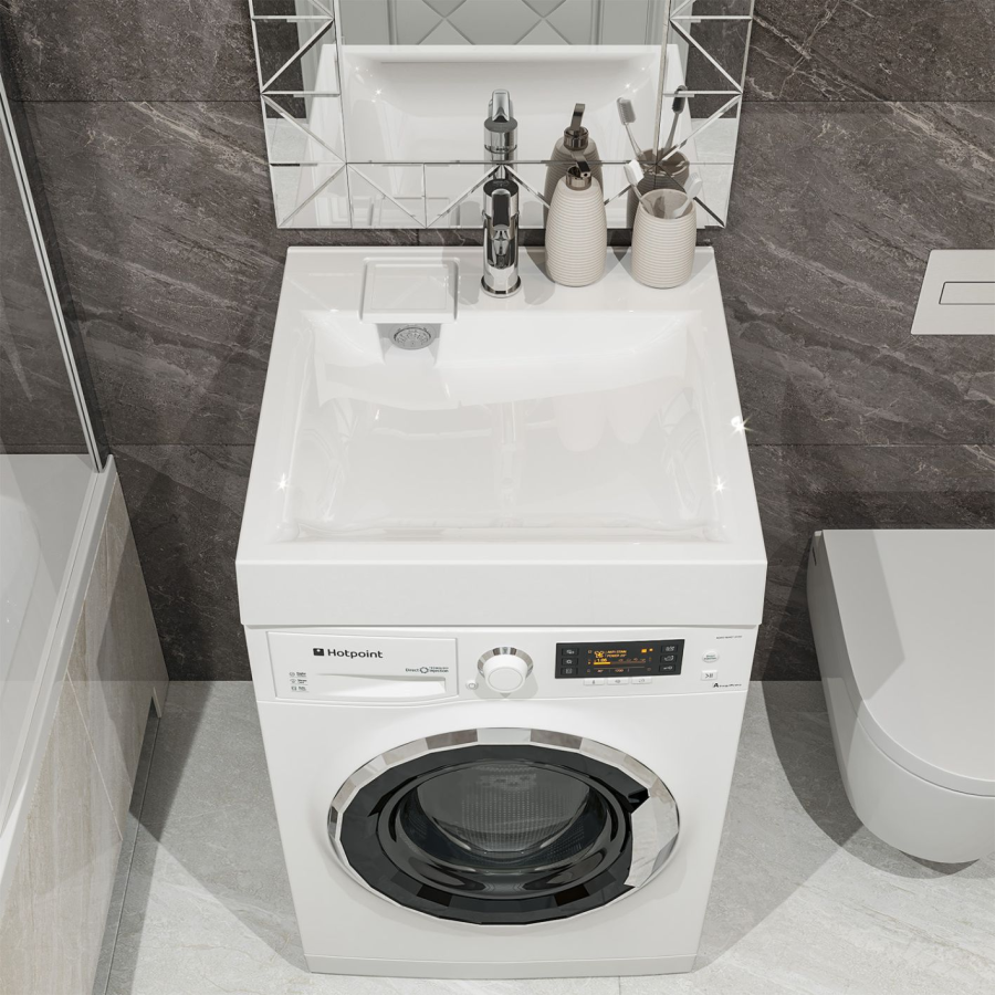 Mirsant Ellen 60 раковина из литьевого мрамора над стиральной машиной УТ000101256