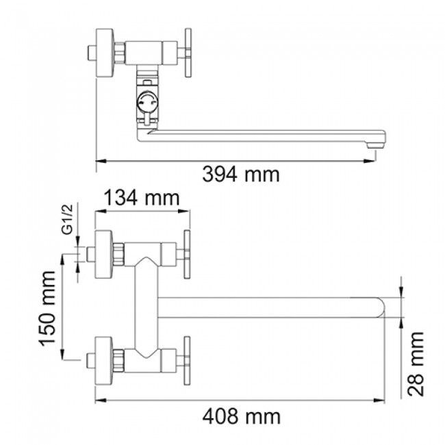 Смеситель для ванны Mixxus DVE-006-A Euro Нержавеющая сталь CR0556