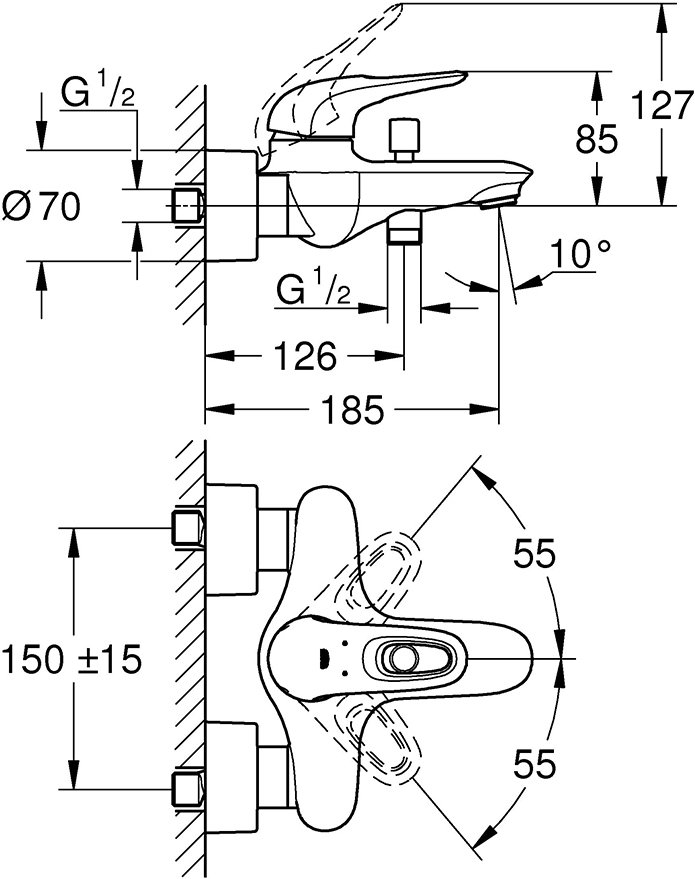 Grohe Eurostyle New 124416 набор смесителей для ванны