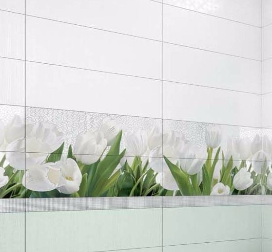 Уралкерамика Айс 20х60 см плитка настенная белая