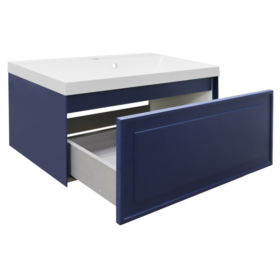 Комплект Тумба Azario Belloni 80 795х450х400 подвесная, механизм открывания Push to Open, с раковиной Астория 80, синий CS00098084