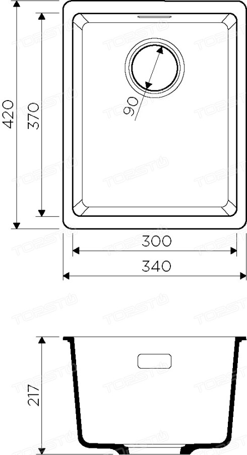 Omoikiri Kata 34-U-BL 4993382 кухонная мойка аrtgranit черный 34х42 см