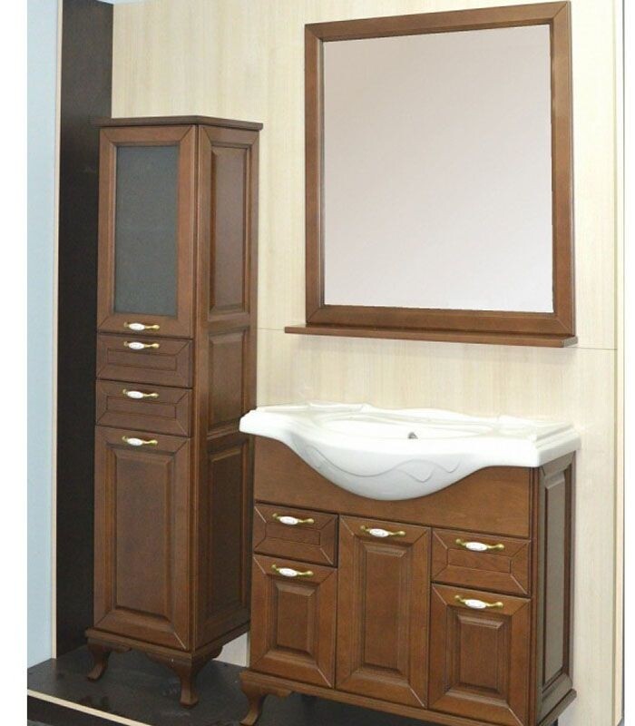 Loranto Пандора 105 тумба CS00032750 с раковиной Classic 105 напольная, орех