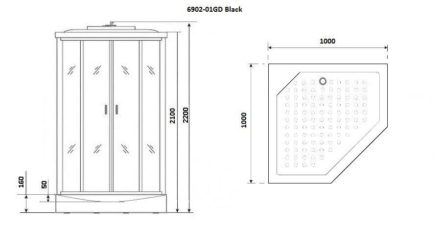 Niagara NG 6902-01GD Black Душевая кабина 100x100 69020134GDBLACK