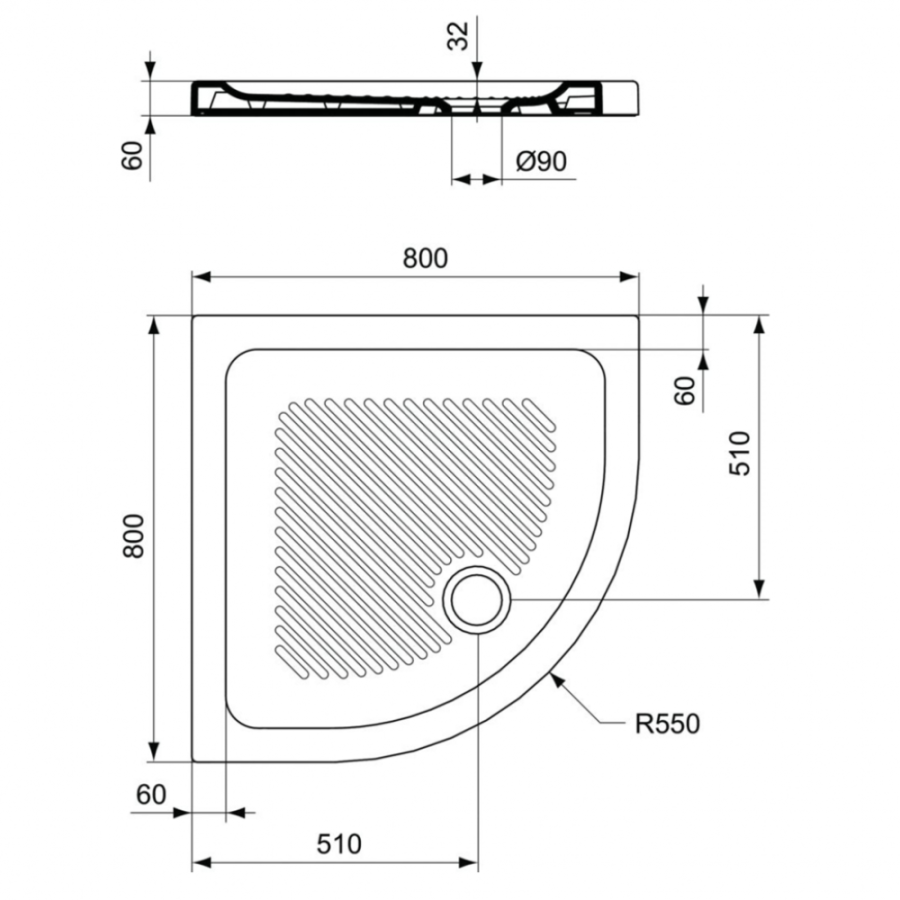 Ideal Standard Connect душевой поддон 80х80 T266601