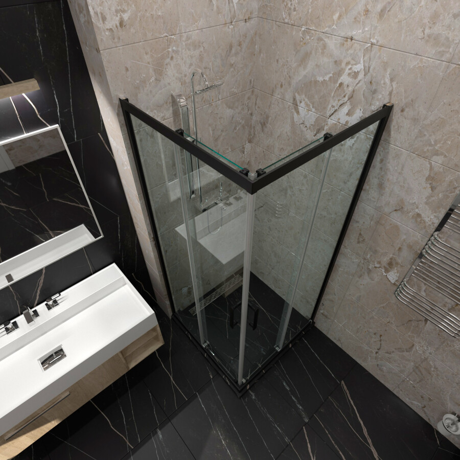 Triton-Pro Душевая ширма Fix 90×90 черная