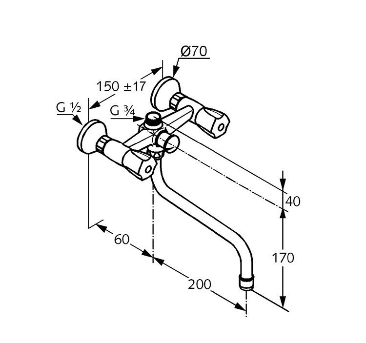 Kludi Standard смеситель для ванны 251230515
