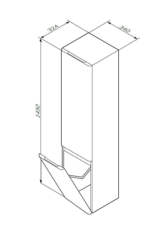 Am.Pm Bliss M55CHL0341VF шкаф-пенал подвесной L фактурная венге 34