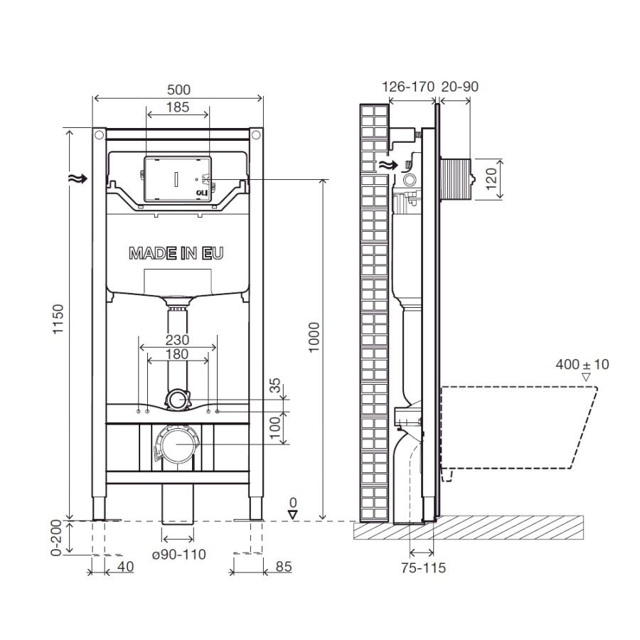 Imprese i9120OLIpure инсталляция для унитаза