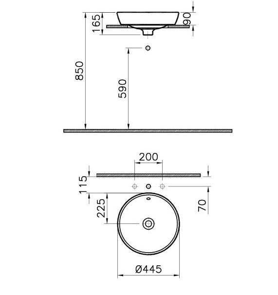VitrA Metropole 5940B003-0012 раковина накладная 45 см