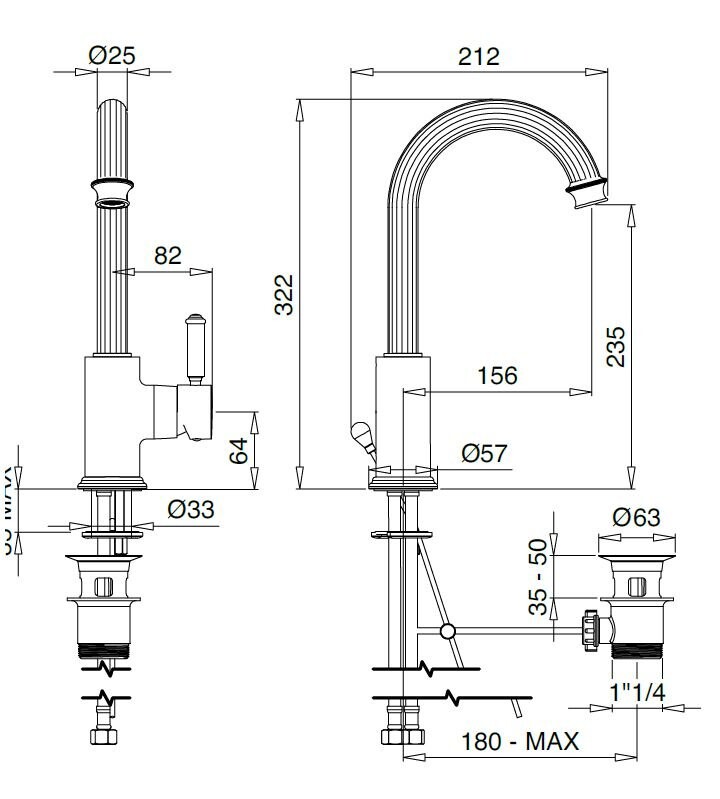 Cezares Olimp смеситель для раковины бронза OLIMP-LSM2-02-L