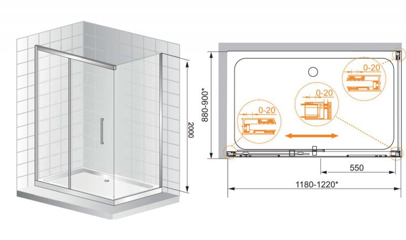 Cezares Premier Soft душевой уголок 120х90 PREMIER-SOFT-W-AH-1-120/90-C-Cr-IV