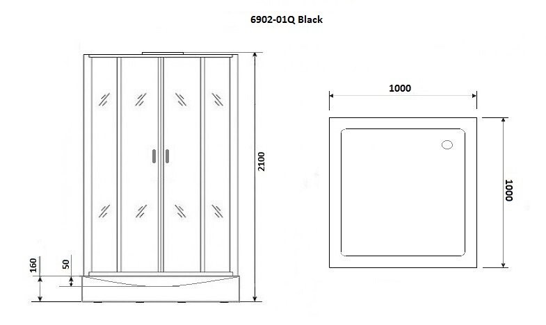Niagara NG 6901-01Q Душевая кабина 90x90 квадратная 69010134QBLACK