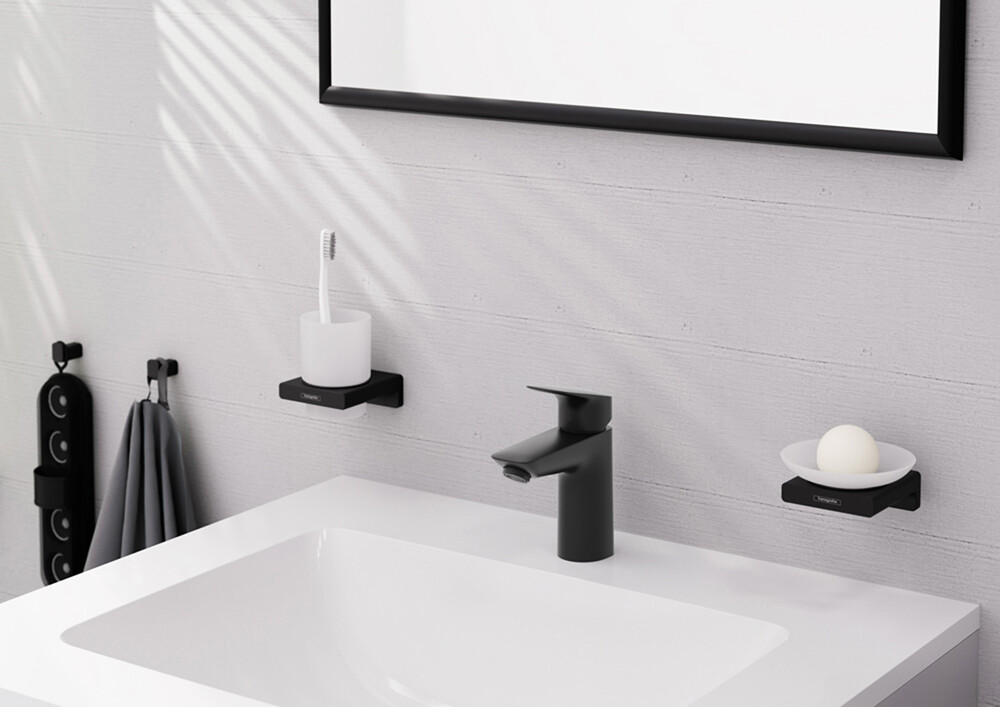 Hansgrohe Logis Смеситель для раковины 100 Push-Open черный матовый 71107670