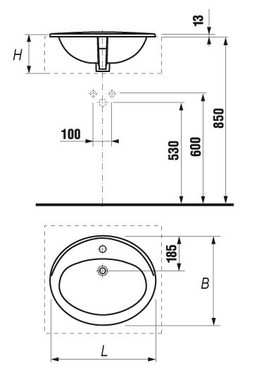 Roca Adora 7327203000 раковина встраиваемая 56 см