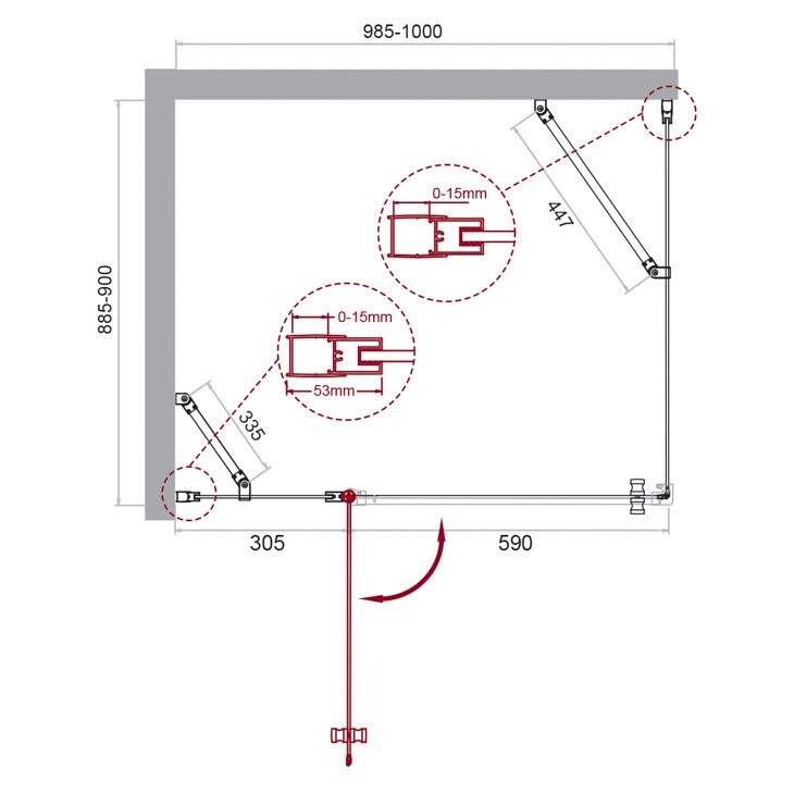 BelBagno душевое ограждение ETNA-AH-12-100/90-C-Cr 100х90х195