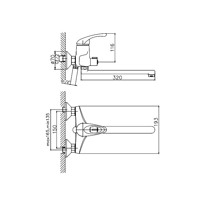 Смеситель для ванны Cron CN2213-8 White Euro