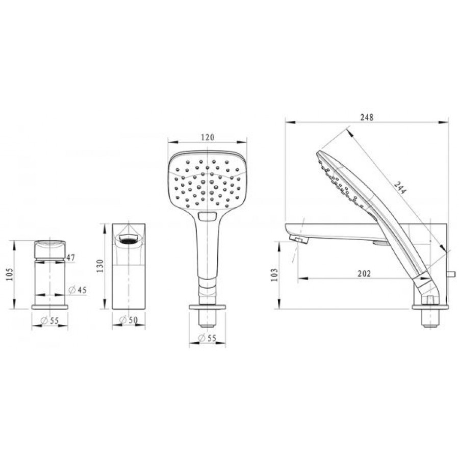 Bravat Iguassu F5173218CP-1-RUS смеситель на борт ванны хром