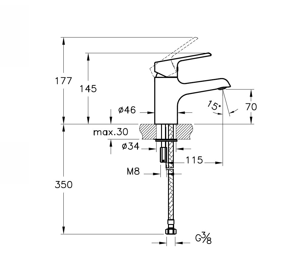 Vitra Axe S A41069EXP смеситель для умывальника 35 мм