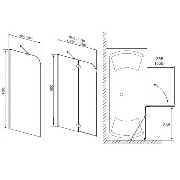 Radaway Torrenta PNJ-L 201101-105NL 80*150 L шторка на ванну