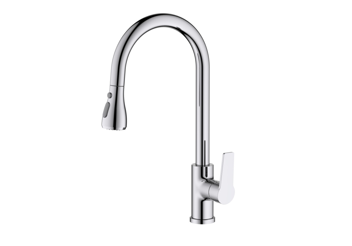 Aquatek Лугано AQ1784CR Смеситель для кухни с вытяжным изливом 2 jet Хром