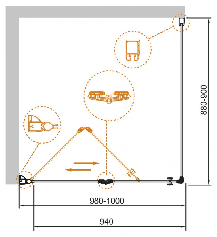 Cezares Eco душевой уголок 100х90 см ECO-O-ASH-1-100/90-C-Cr
