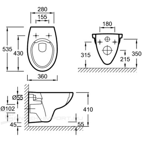 Jacob Delafon Patio EDV102-00 унитаз подвесной