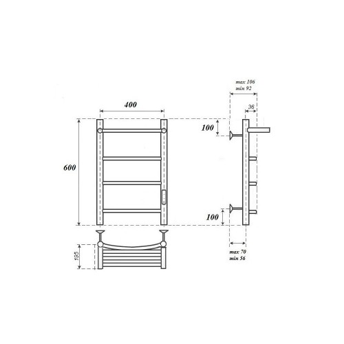 Point Афина полотенцесушитель электрический с полкой 40х60 PN04846PW
