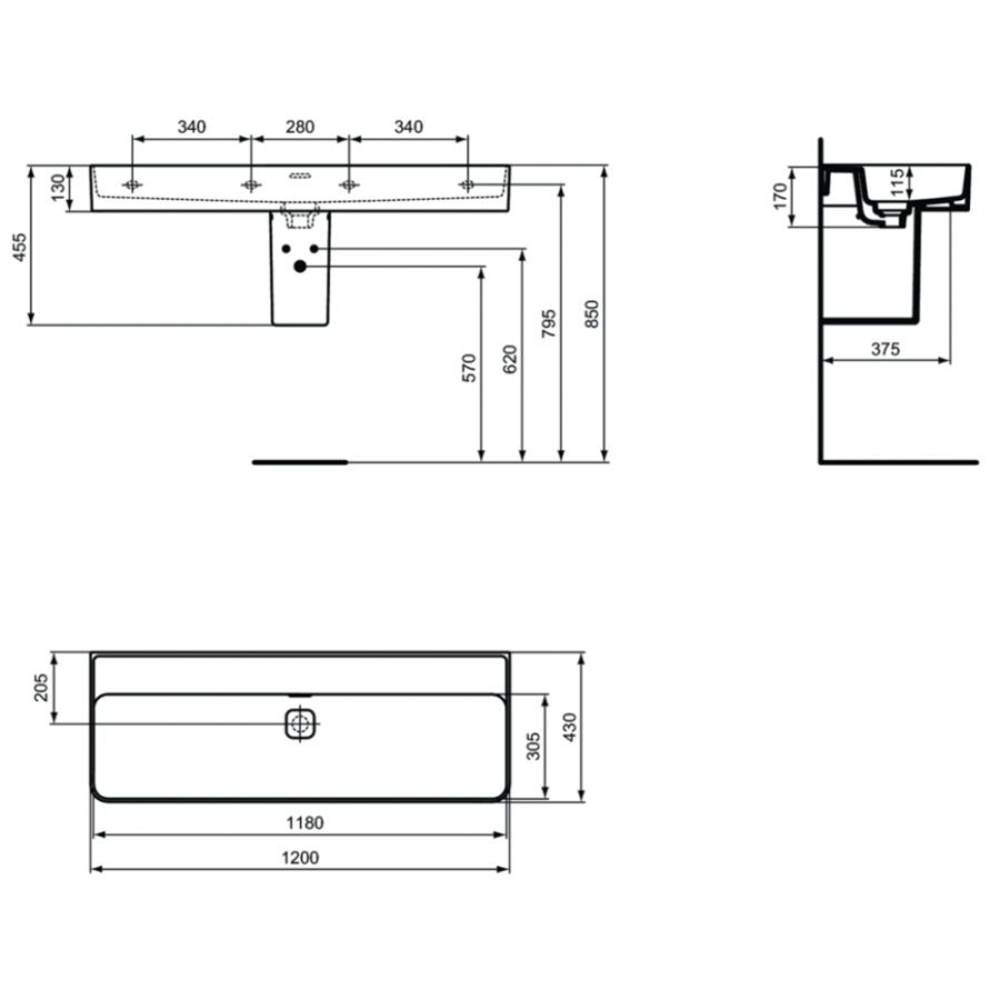 Ideal Standard Strada раковина 120х43 см T364101