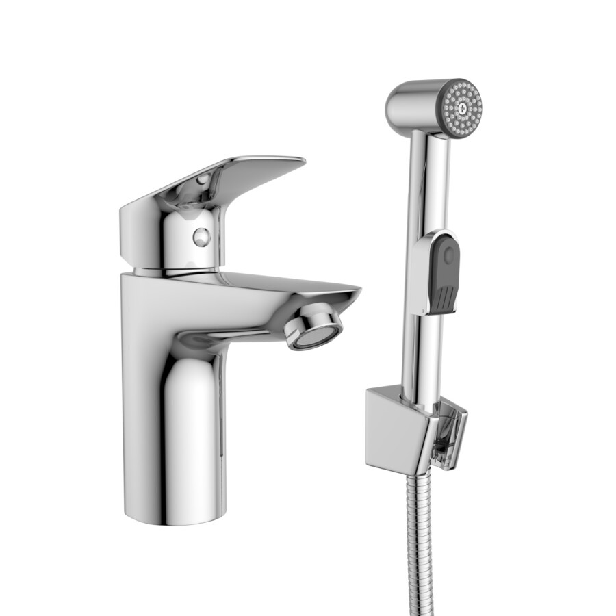 Смеситель для раковины BelBagno DUE-LVM/HGN-CRM-W0 с гигиеническим душем, без донного клапана