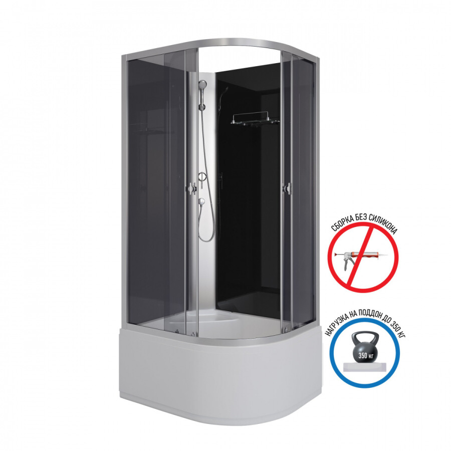 Niagara Eco Душевая кабина 100x80 Левая Без крыши E100/80/40L/TN/BK