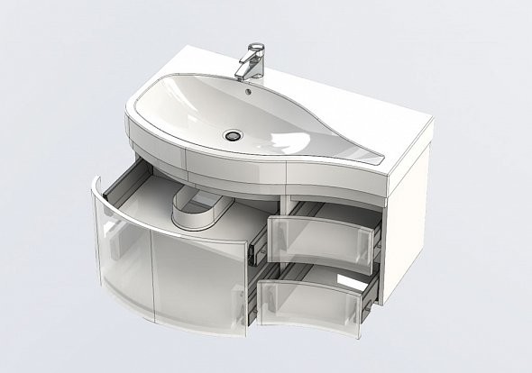 Aquanet Сопрано 95 тумба с раковиной 00213003 подвесная, левая