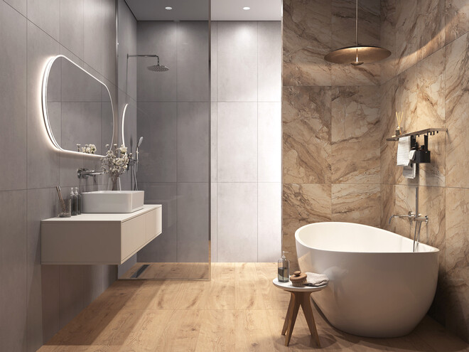 Керамогранит Cersanit Woodberry бежевый ректификат рельеф 21,8x89,8 A17759